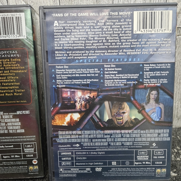 Resident Evil DVD Lot of 2 Movies (Resident Evil/Resident Evil: Apocalypse) - Picture 2 of 7